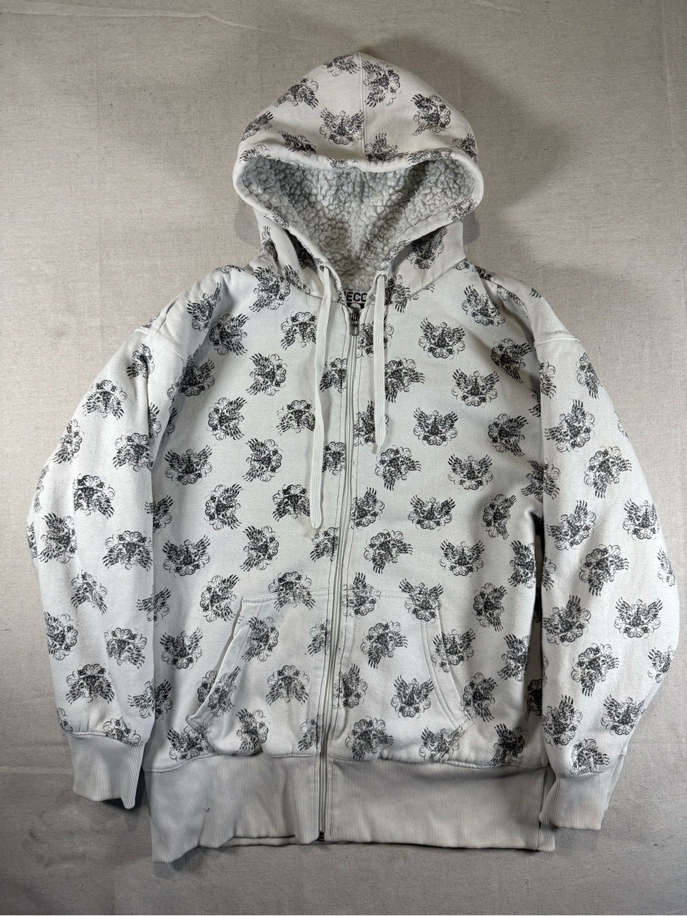 Y2K Mecca All Over Print White Hoodie Sherpa Lined Jesse Pinkman Y2K Hoodie